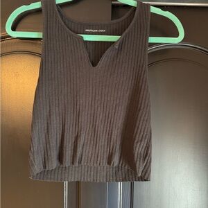 American Eagle Outfitters Women's Charcoal Ribbed Tank Top